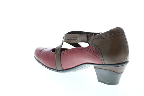 Earth Inc. Passage Leather Womens Red Leather Slip On Mary Jane Flats Shoes