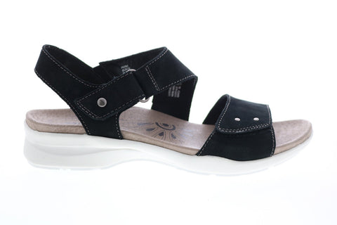 Earth Inc. Peak Soft Buck Womens Black Suede Strap Slingback Sandals Shoes