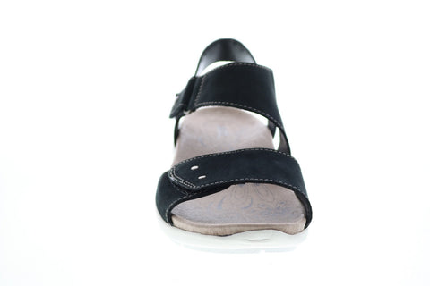 Earth Inc. Peak Soft Buck Womens Black Suede Strap Slingback Sandals Shoes