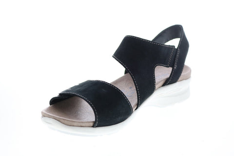Earth Inc. Peak Soft Buck Womens Black Suede Strap Slingback Sandals Shoes
