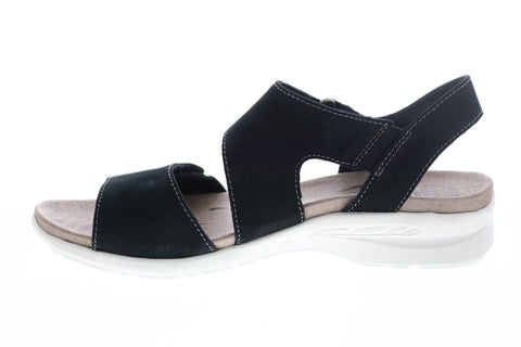 Earth Inc. Peak Soft Buck Womens Black Suede Strap Slingback Sandals Shoes