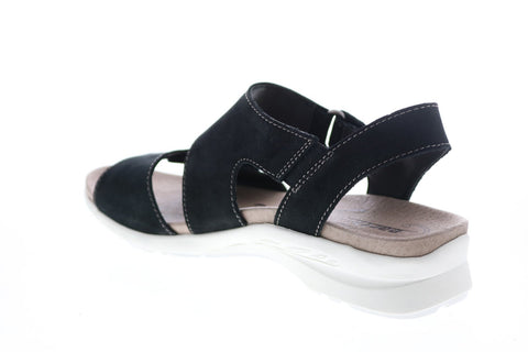 Earth Inc. Peak Soft Buck Womens Black Suede Strap Slingback Sandals Shoes