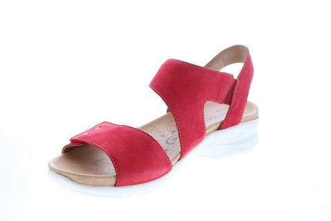 Earth Inc. Peak Soft Buck Womens Red Leather Strap Slingback Sandals Shoes