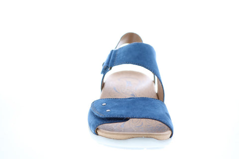 Earth Inc. Peak Soft Buck Womens Blue Suede Strap Slingback Sandals Shoes