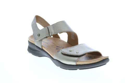 Earth Inc. Peak Metallic Womens Gold Leather Strap Slingback Sandals Shoes