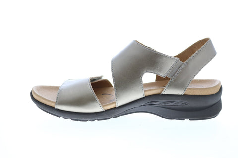 Earth Inc. Peak Metallic Womens Gold Leather Strap Slingback Sandals Shoes