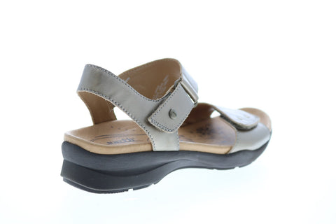 Earth Inc. Peak Metallic Womens Gold Leather Strap Slingback Sandals Shoes