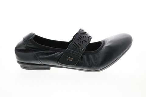 Earth Inc. Pilot Mj Womens Black Wide Leather Strap Mary Jane Flats Shoes