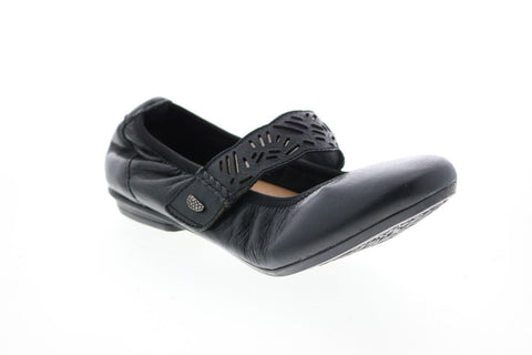 Earth Inc. Pilot Mj Womens Black Wide Leather Strap Mary Jane Flats Shoes