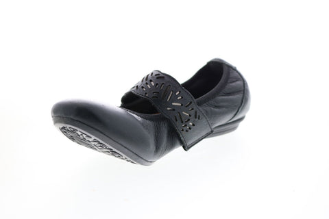 Earth Inc. Pilot Mj Womens Black Wide Leather Strap Mary Jane Flats Shoes