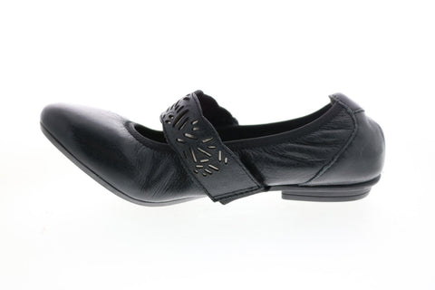 Earth Inc. Pilot Mj Womens Black Wide Leather Strap Mary Jane Flats Shoes