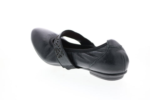 Earth Inc. Pilot Mj Womens Black Leather Strap Mary Jane Flats Shoes