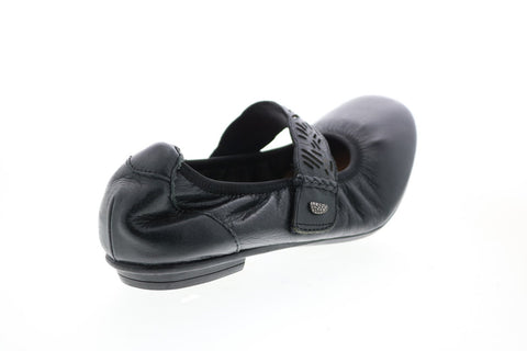 Earth Inc. Pilot Mj Womens Black Leather Strap Mary Jane Flats Shoes