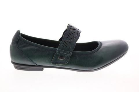 Earth Inc. Pilot Tumbled Leather Womens Blue Strap Mary Jane Flats Shoes