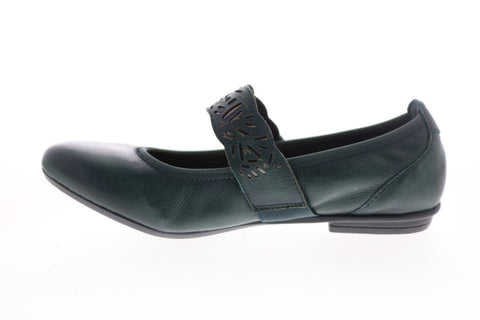 Earth Inc. Pilot Tumbled Leather Womens Blue Strap Mary Jane Flats Shoes