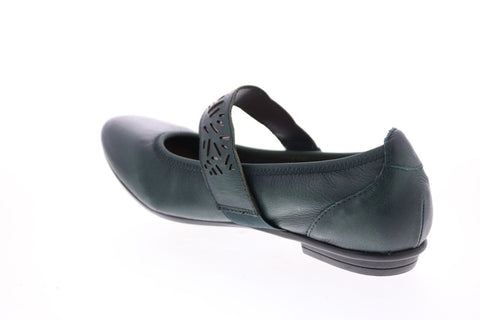 Earth Inc. Pilot Tumbled Leather Womens Blue Strap Mary Jane Flats Shoes