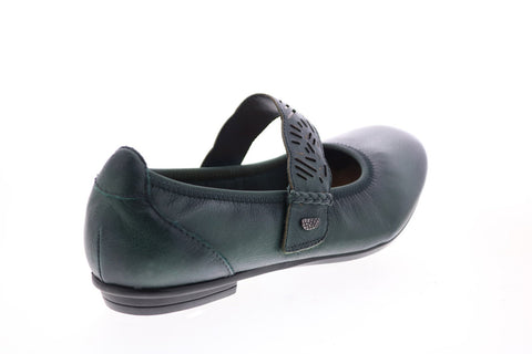 Earth Inc. Pilot Tumbled Leather Womens Blue Strap Mary Jane Flats Shoes