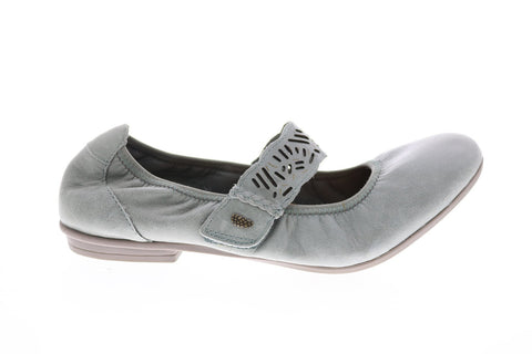 Earth Inc. Pilot Tumbled Leather Womens Gray Strap Mary Jane Flats Shoes