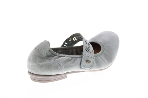 Earth Inc. Pilot Tumbled Leather Womens Gray Strap Mary Jane Flats Shoes