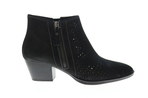 Earth Inc. Pineberry Soft Buck Womens Black Nubuck Ankle & Booties Boots
