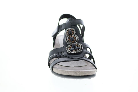 Earth Inc. Pisa Falmouth Leather Womens Black Strap Slingback Sandals Shoes