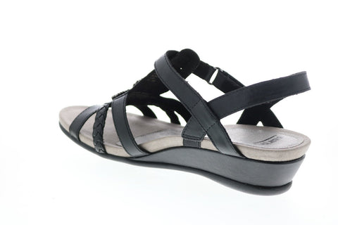 Earth Inc. Pisa Falmouth Leather Womens Black Strap Slingback Sandals Shoes