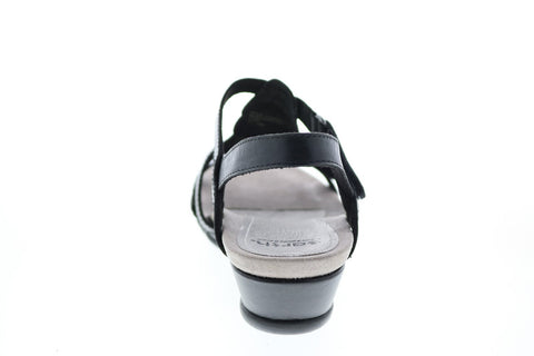 Earth Inc. Pisa Falmouth Leather Womens Black Strap Slingback Sandals Shoes