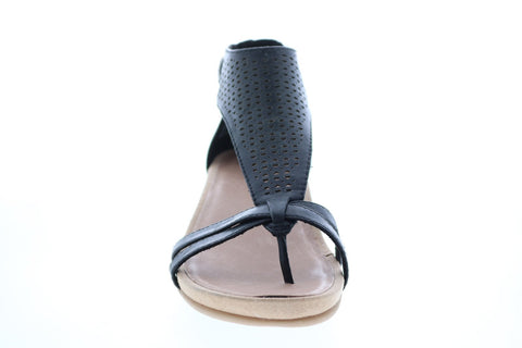 Earth Inc. Pisa Olea Calf Leather Womens Black Zipper Strap Sandals Shoes
