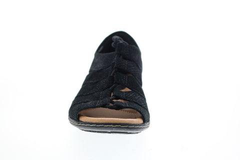 Earth Inc. Plover Womens Black Nubuck Lace Up Strap Sandals Shoes