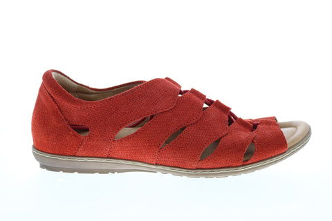 Earth Inc. Plover Womens Red Suede Lace Up Strap Sandals Shoes
