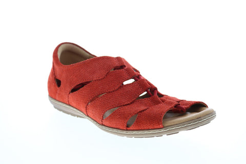 Earth Inc. Plover Womens Red Suede Lace Up Strap Sandals Shoes