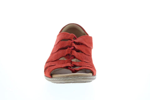 Earth Inc. Plover Womens Red Suede Lace Up Strap Sandals Shoes