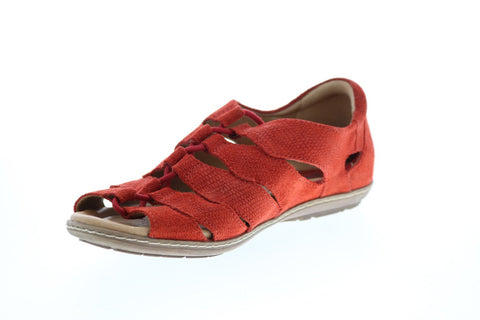 Earth Inc. Plover Womens Red Suede Lace Up Strap Sandals Shoes