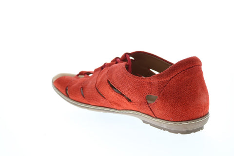 Earth Inc. Plover Womens Red Suede Lace Up Strap Sandals Shoes