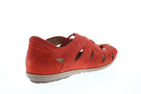 Earth Inc. Plover Womens Red Suede Lace Up Strap Sandals Shoes