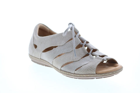 Earth Inc. Plover Womens Beige Nubuck Lace Up Strap Sandals Shoes