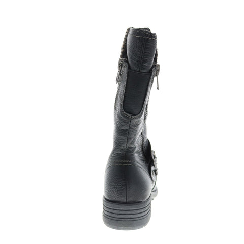 Earth Origins Presley Womens Black Wide Leather Zipper Casual Dress Boots