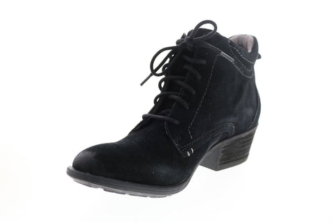 Earth Inc. Peak Provo Suede Womens Black Suede Lace Up Ankle & Booties Boots