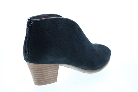 Earth Inc. Calgary Quebec Soft Buck Womens Black Leather Ankle & Booties Boots