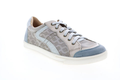 Earth Inc. Quince Womens Gray Leather Lace Up Lifestyle Sneakers Shoes