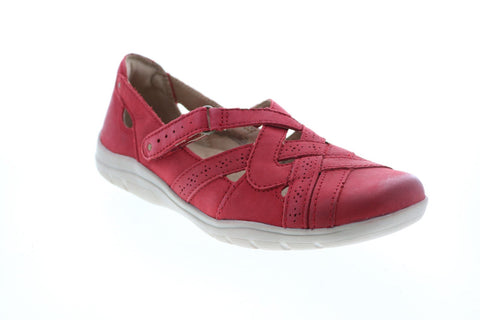 Earth Origins Rapid Teddy Womens Red Suede Strap Mary Jane Flats Shoes