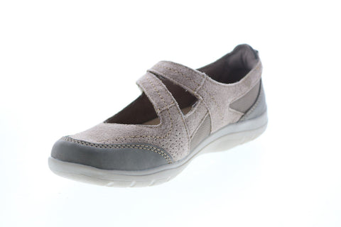 Earth Origins Rapid Troy Womens Brown Suede Strap Mary Jane Flats Shoes