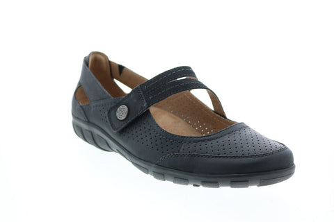 Earth Origins Remy Womens Black Wide Leather Slip On Mary Jane Flats Shoes