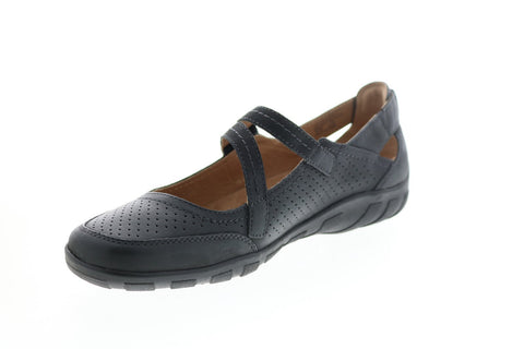 Earth Origins Remy Womens Black Wide Leather Slip On Mary Jane Flats Shoes