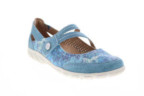 Earth Origins Remy Womens Blue Wide Suede Slip On Mary Jane Flats Shoes