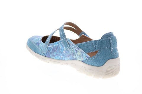 Earth Origins Remy Womens Blue Wide Suede Slip On Mary Jane Flats Shoes