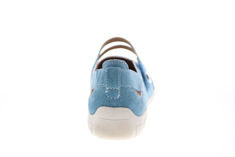 Earth Origins Remy Womens Blue Wide Suede Slip On Mary Jane Flats Shoes
