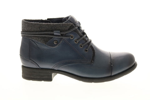 Earth Inc. Rexford Tie Boot Womens Blue Leather Zipper Ankle & Booties Boots