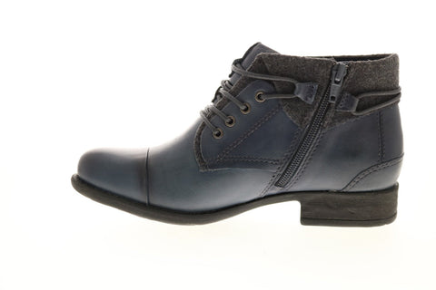 Earth Inc. Rexford Tie Boot Womens Blue Leather Zipper Ankle & Booties Boots