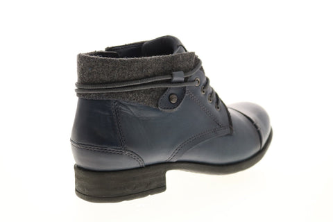 Earth Inc. Rexford Tie Boot Womens Blue Leather Zipper Ankle & Booties Boots